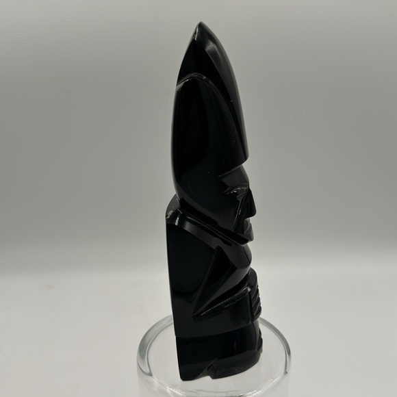 Obsidian Native Statue from Mexico. 7 1/2” tall - Picture 3 of 6